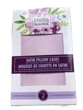 Hello Beautiful Purple Set Of 2 Standard Queen Satin Pillowcases